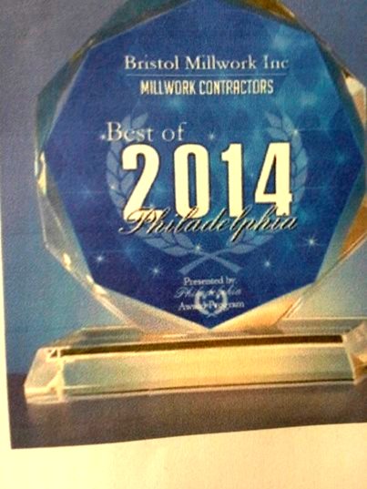 Best of 2014 Philadelphia award for Bristol Millwork Inc., Millwork Contractors category